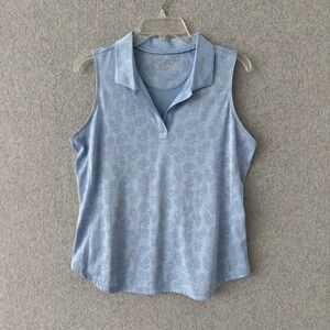 Tommy Bahama Island Zone Sleeveless Top Womens Medium Pineapple Blue Golf Shirt